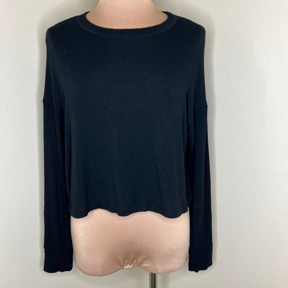 Beyond Yoga Crop Tee Small Women Modal Relaxed T-Shirt Athletic Lounge Black Top